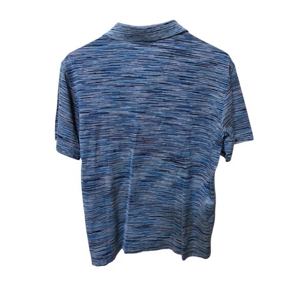 Robert Graham Marled Blue Grey Striped Space Dyed Polo - Large - Picture 3 of 7